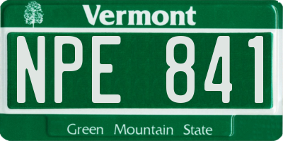 VT license plate NPE841