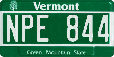 VT license plate NPE844