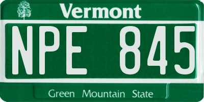 VT license plate NPE845