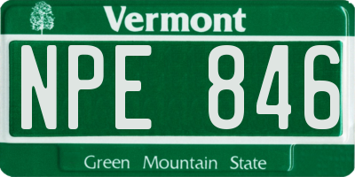 VT license plate NPE846
