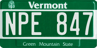 VT license plate NPE847