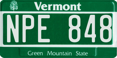 VT license plate NPE848