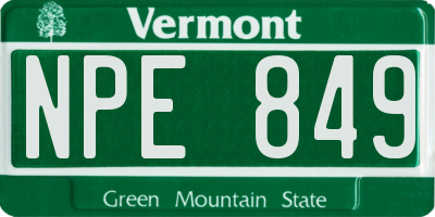 VT license plate NPE849
