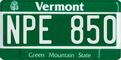 VT license plate NPE850