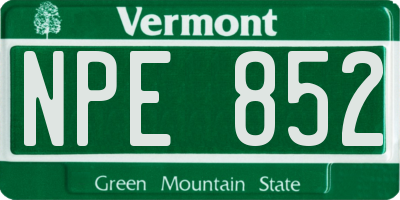 VT license plate NPE852
