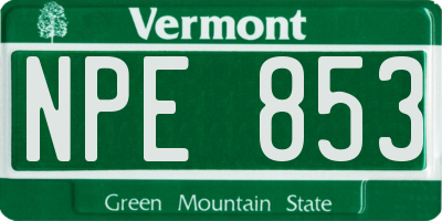 VT license plate NPE853