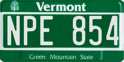 VT license plate NPE854