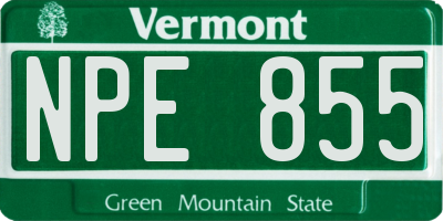 VT license plate NPE855