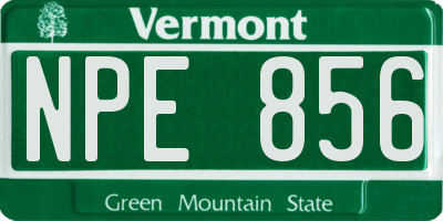 VT license plate NPE856