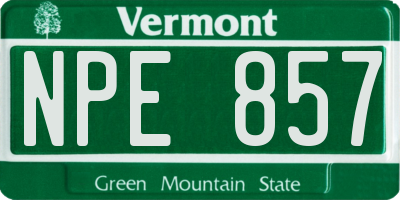 VT license plate NPE857