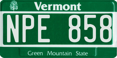 VT license plate NPE858