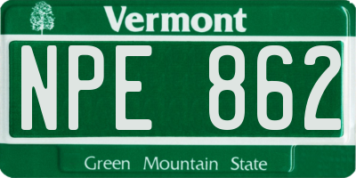 VT license plate NPE862