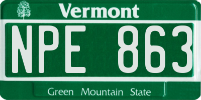 VT license plate NPE863