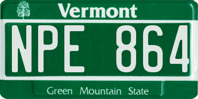VT license plate NPE864