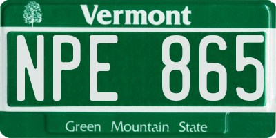 VT license plate NPE865