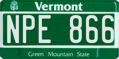VT license plate NPE866