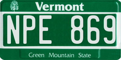 VT license plate NPE869