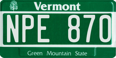 VT license plate NPE870
