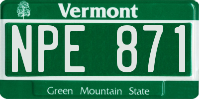 VT license plate NPE871