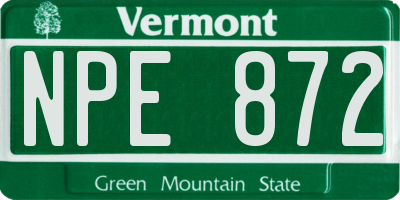 VT license plate NPE872