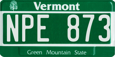 VT license plate NPE873