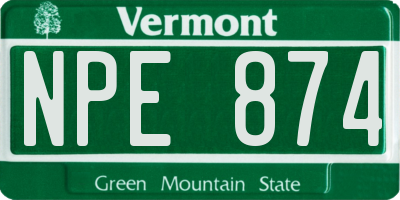 VT license plate NPE874