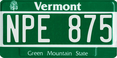 VT license plate NPE875