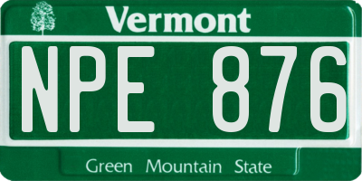 VT license plate NPE876