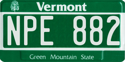VT license plate NPE882