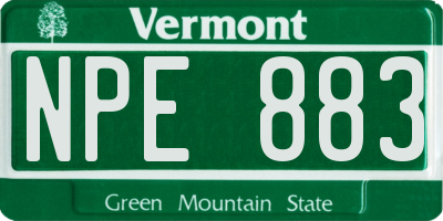 VT license plate NPE883