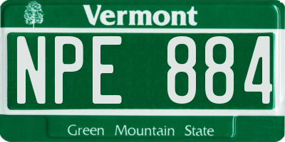VT license plate NPE884