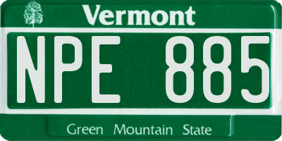 VT license plate NPE885