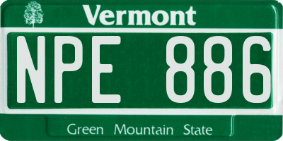 VT license plate NPE886