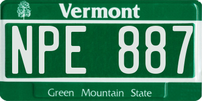 VT license plate NPE887