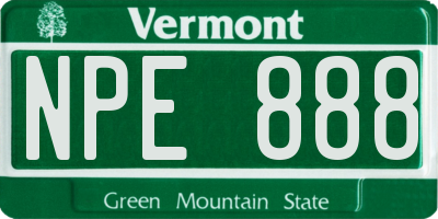 VT license plate NPE888