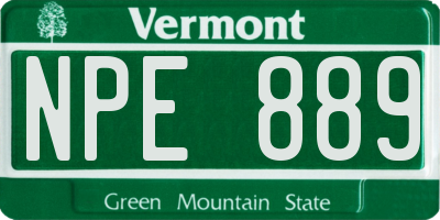 VT license plate NPE889