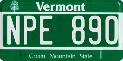 VT license plate NPE890