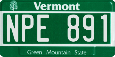 VT license plate NPE891