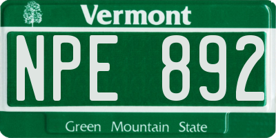 VT license plate NPE892