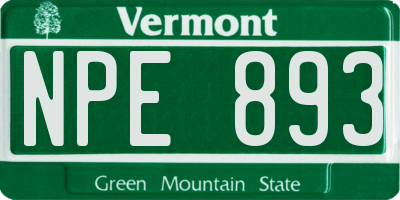 VT license plate NPE893