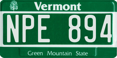 VT license plate NPE894