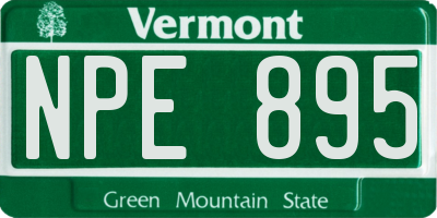 VT license plate NPE895