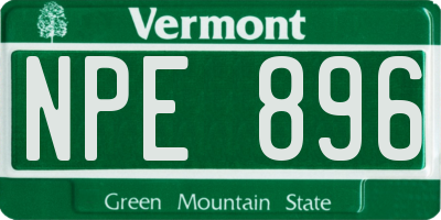 VT license plate NPE896