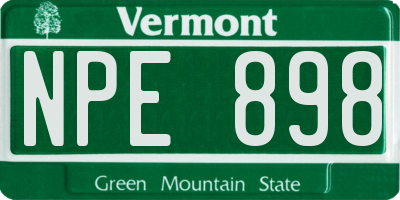 VT license plate NPE898
