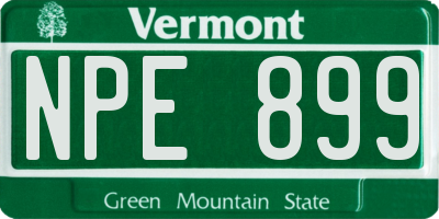 VT license plate NPE899