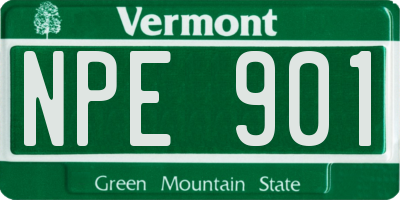 VT license plate NPE901