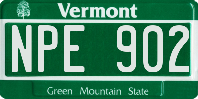 VT license plate NPE902