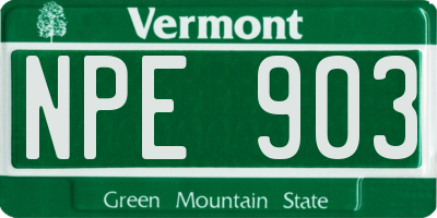 VT license plate NPE903