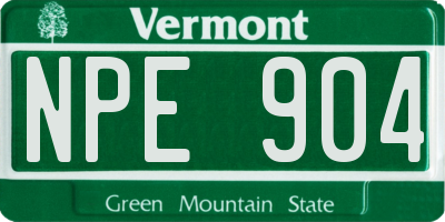 VT license plate NPE904