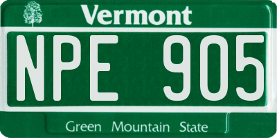 VT license plate NPE905